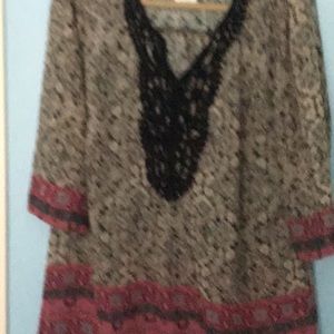 Pretty sheer black & pink tunic with black lace.